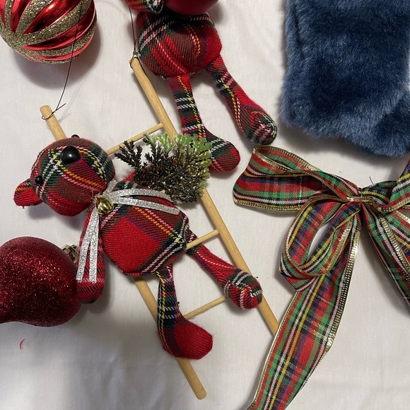 5 handmade plaid teddy bear Christmas ornaments. - Picture 5 of 7
